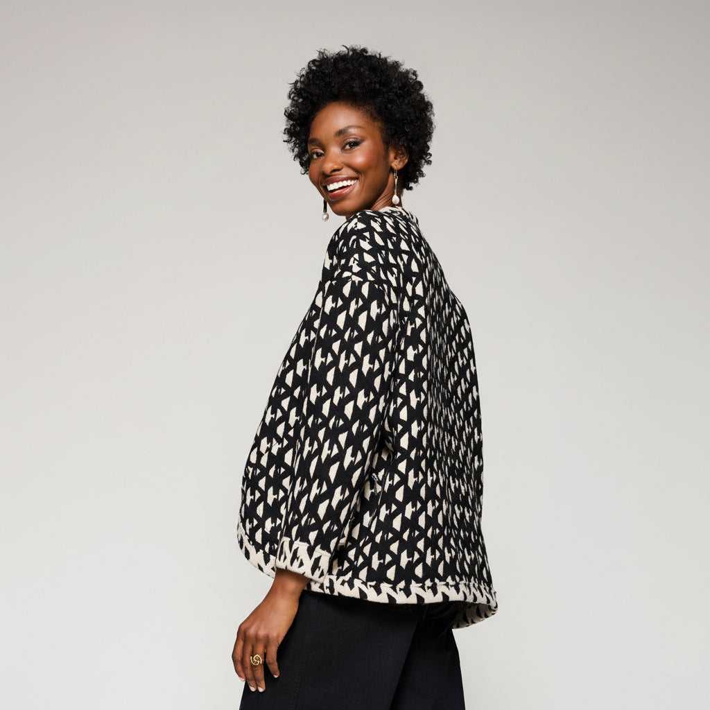 Reversible Mirage Jacket - Black/Ecru Geo