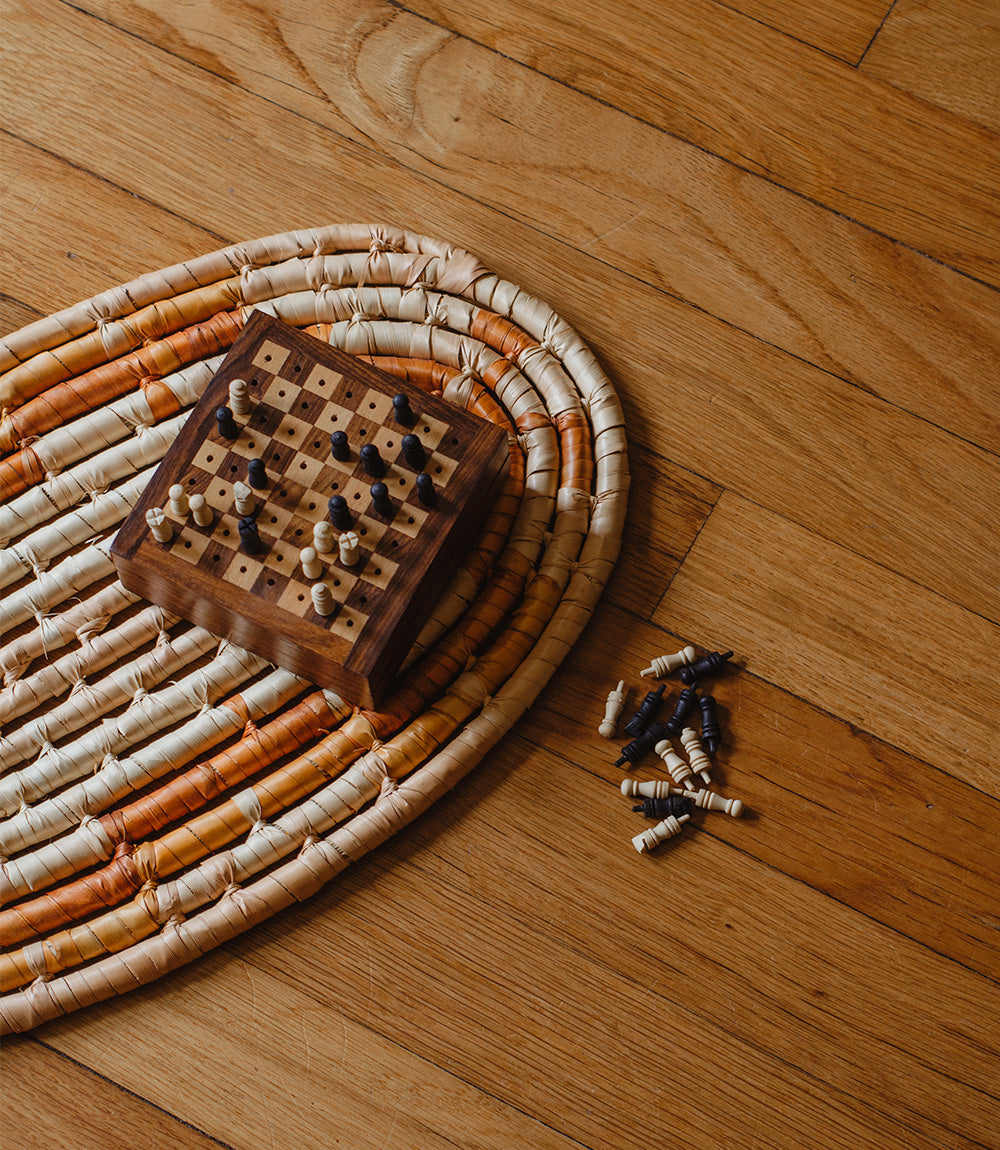 Handcrafted Rosewood Travel Chess Game - Wood Pegs