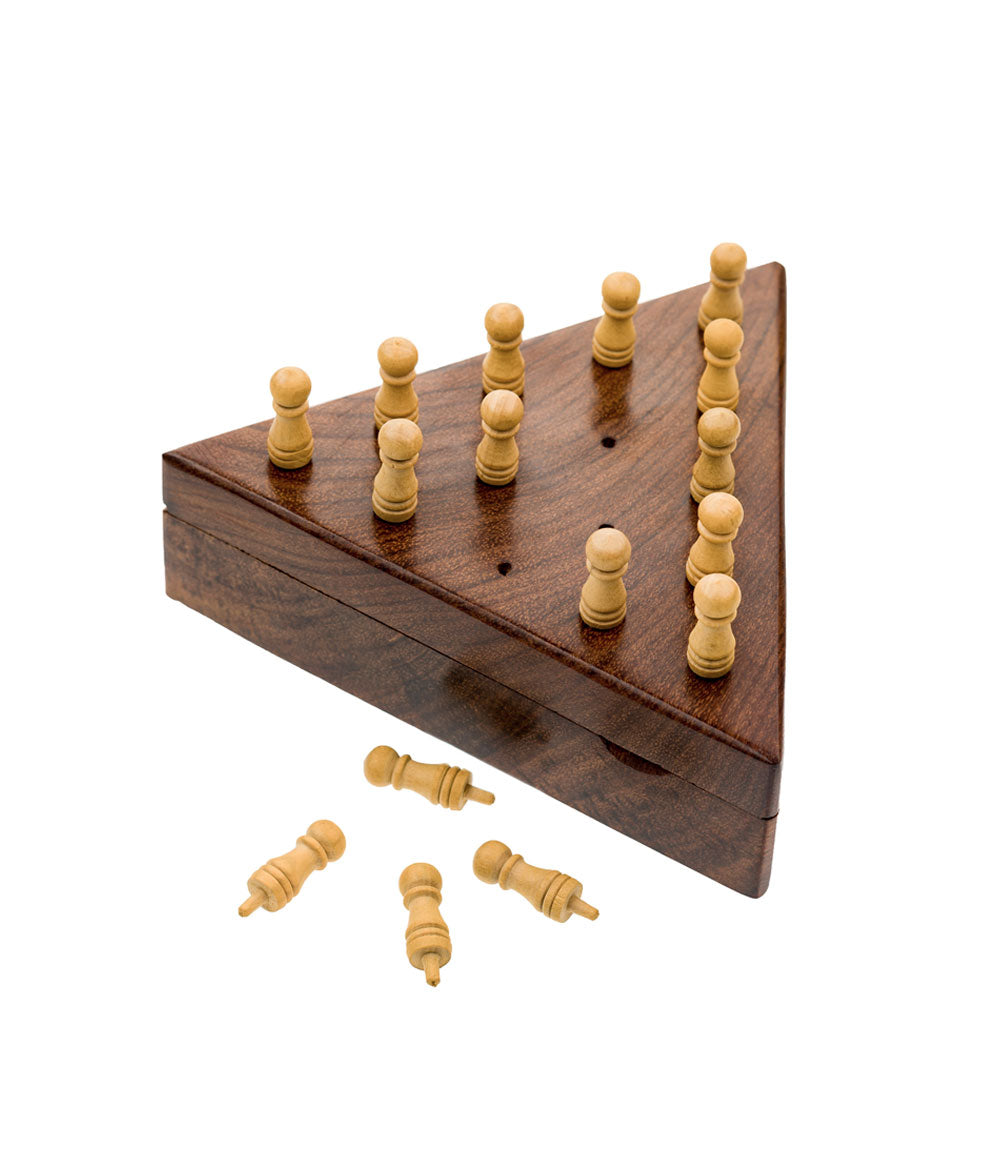 Handcrafted Rosewood Wood Solitaire Peg Game – Travel Size