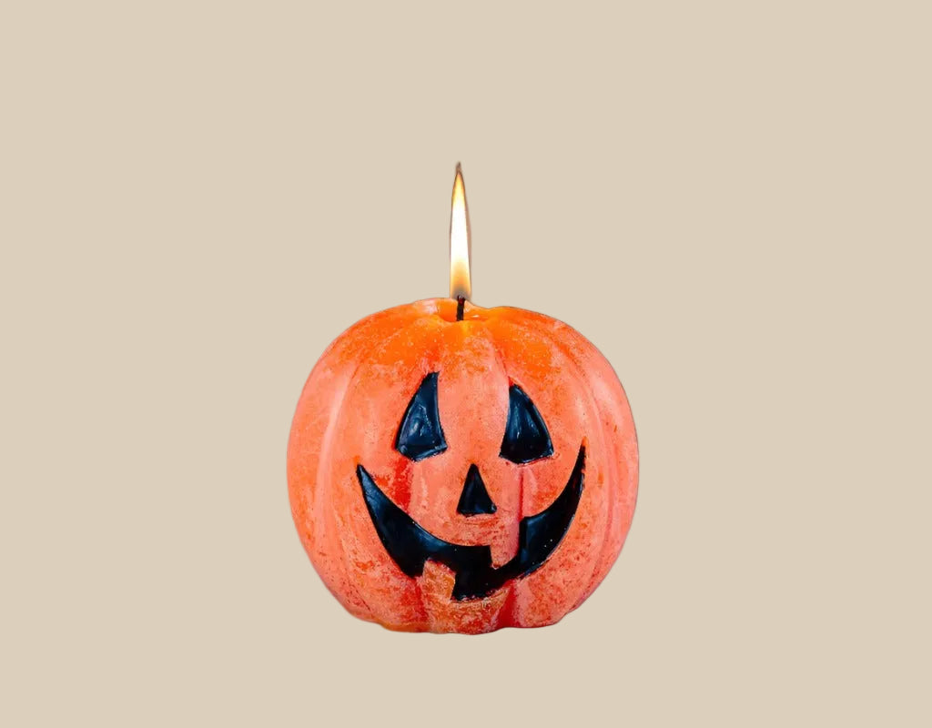 Happy Pumpkin Painted Candle