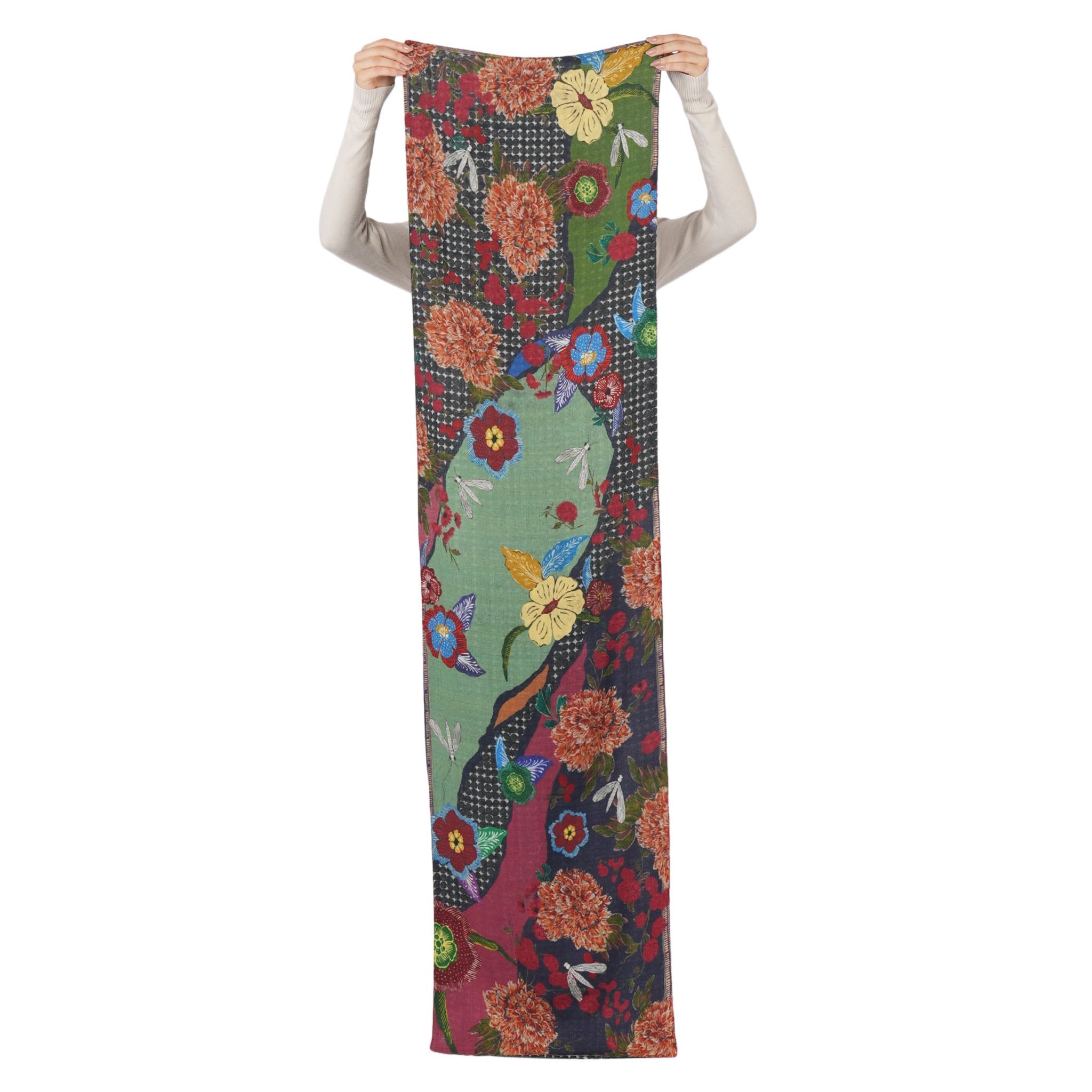 Reversible Garden Patchwork Scarf – Rustic Indigo