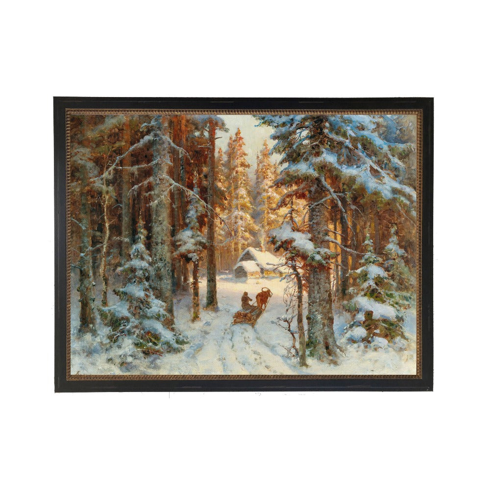 Vintage Snowy Winter Scene Framed Print