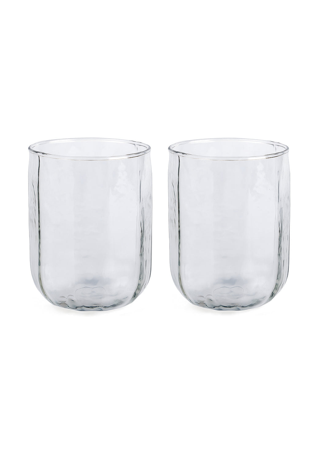 Handcrafted Hammered Water Glass, Clear Set of 2