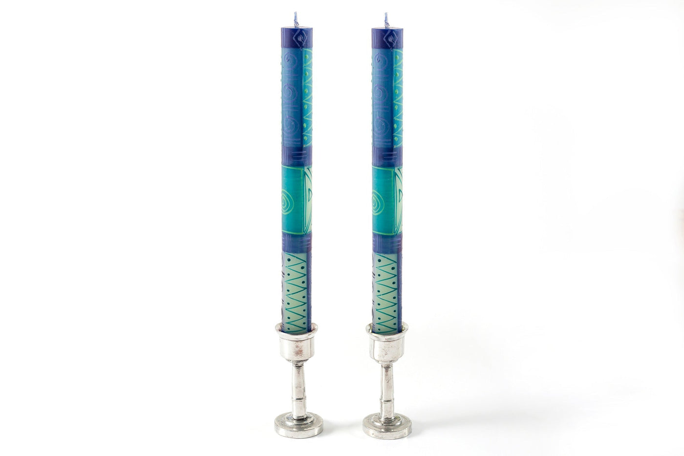 Blue & Green Painted Candles