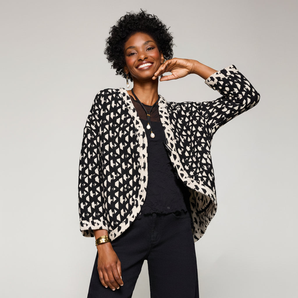 Reversible Mirage Jacket - Black/Ecru Geo