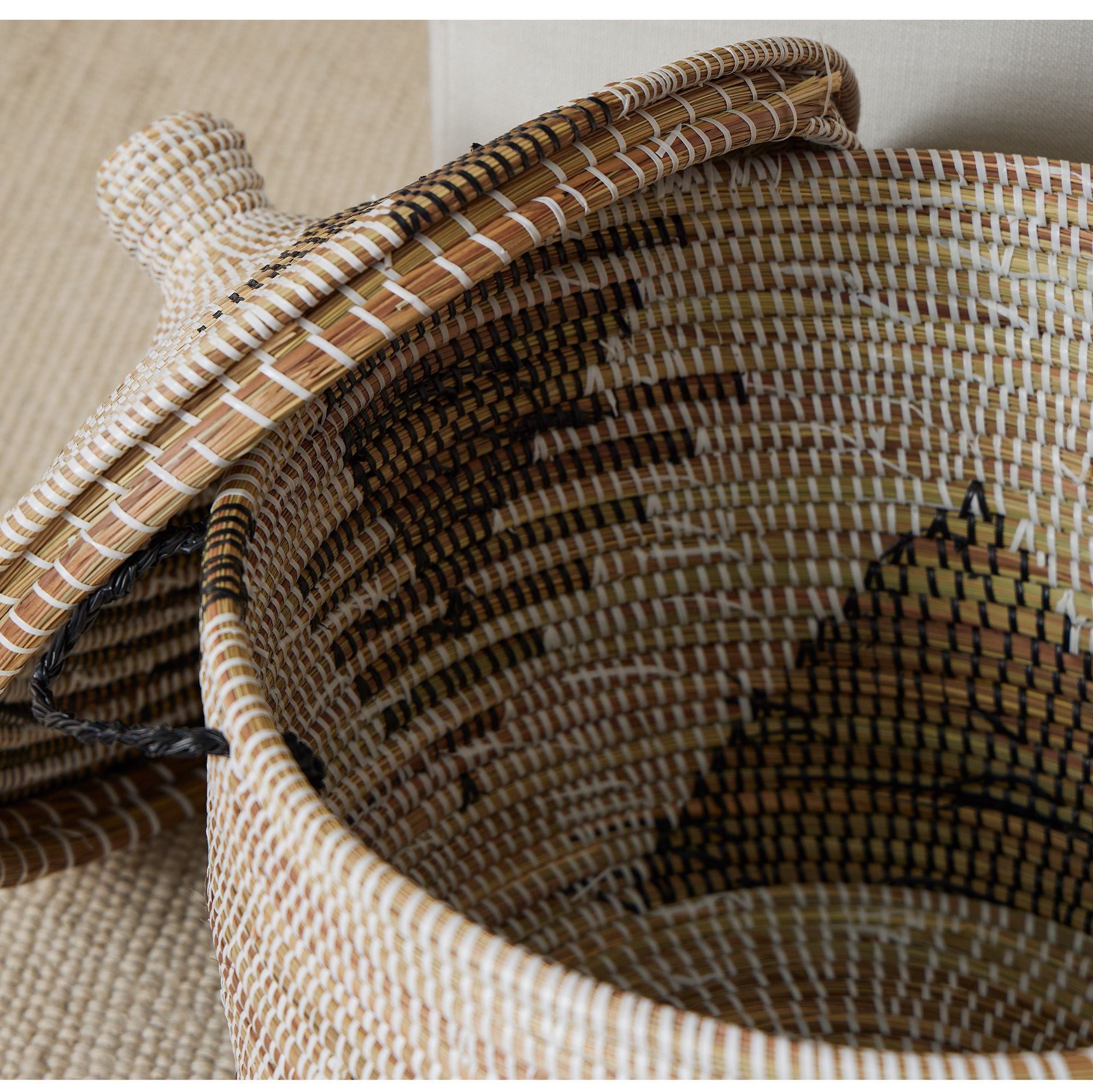 Handwoven Graphic Print Storage Basket, 28"