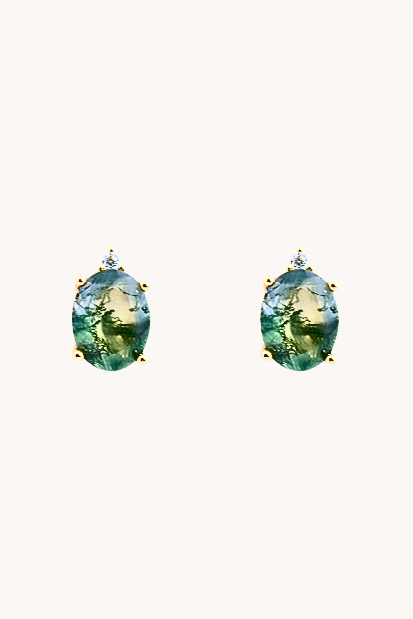 Green Moss Oval Studs