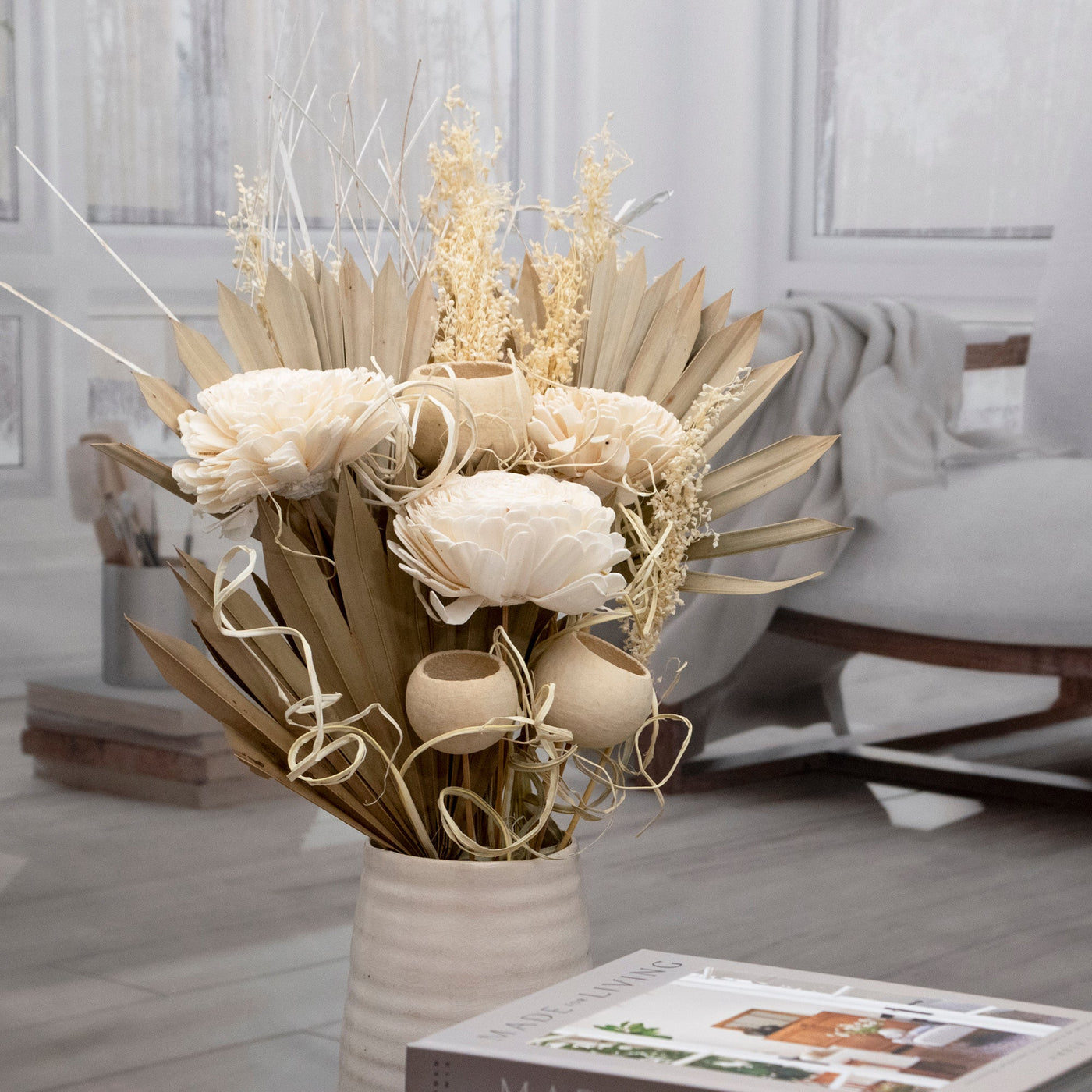 Sola Flower and Natural Palm Bouquet