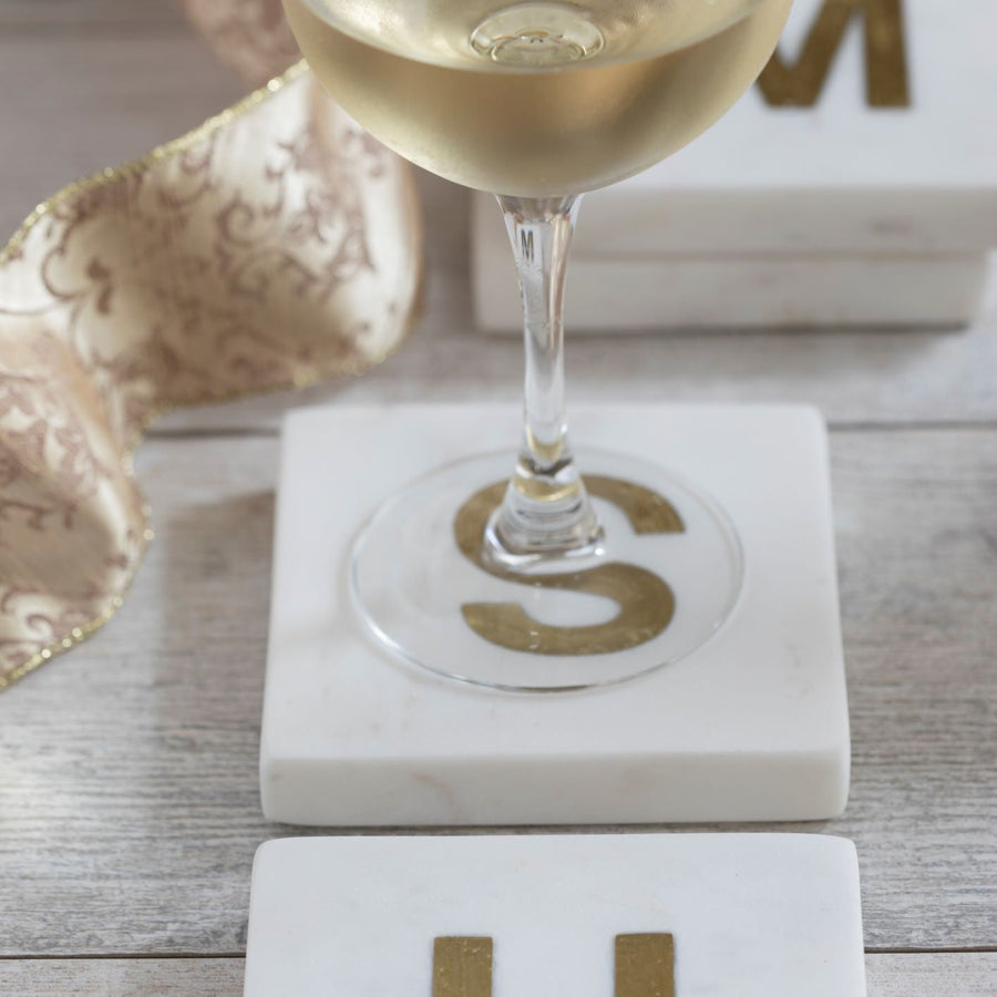 Verona Marble Monogram Coasters Set of 4 - Letter S