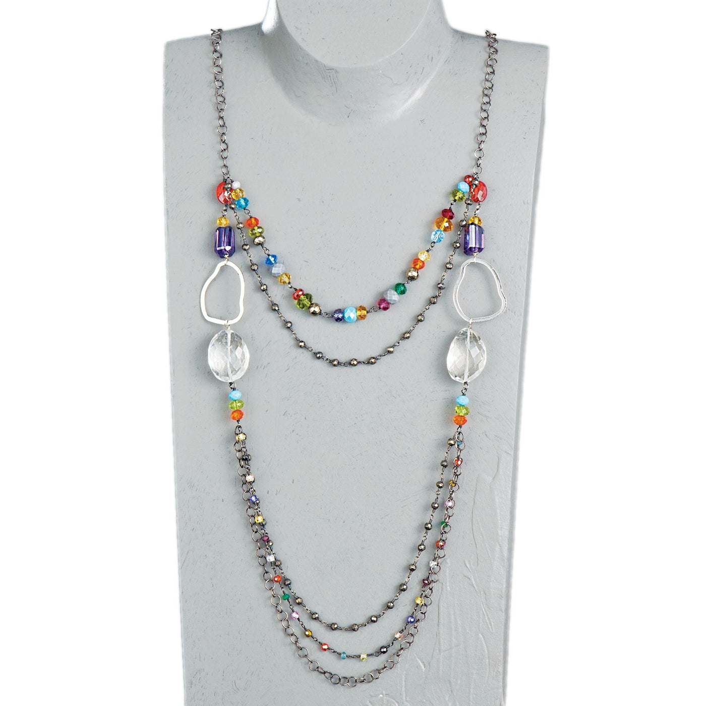 Anna's Pyrite & Quartz ''World Of Color'' Multi-Strand Necklace
