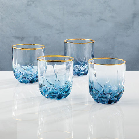 antique blue crystal wine glasses Blue Crystal Wine Glasses, Set Of 4