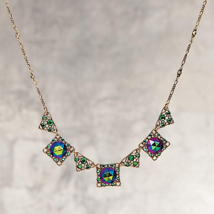 Green Iridescence Crystal Necklace