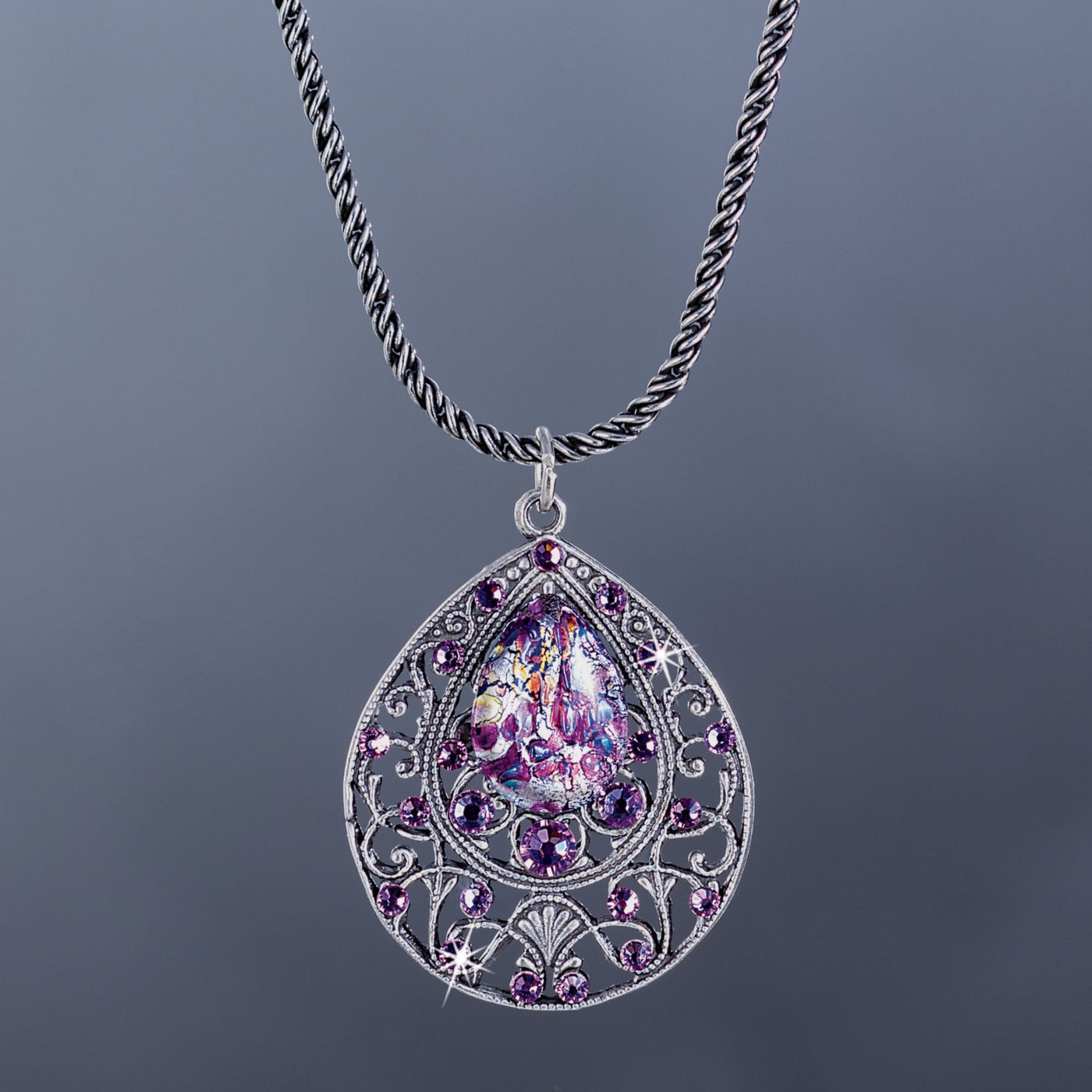 ''Lavender Glow'' Opal Glass Necklace