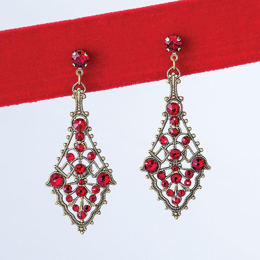 Ravishing Ruby Red Crystal Encrusted Earrings