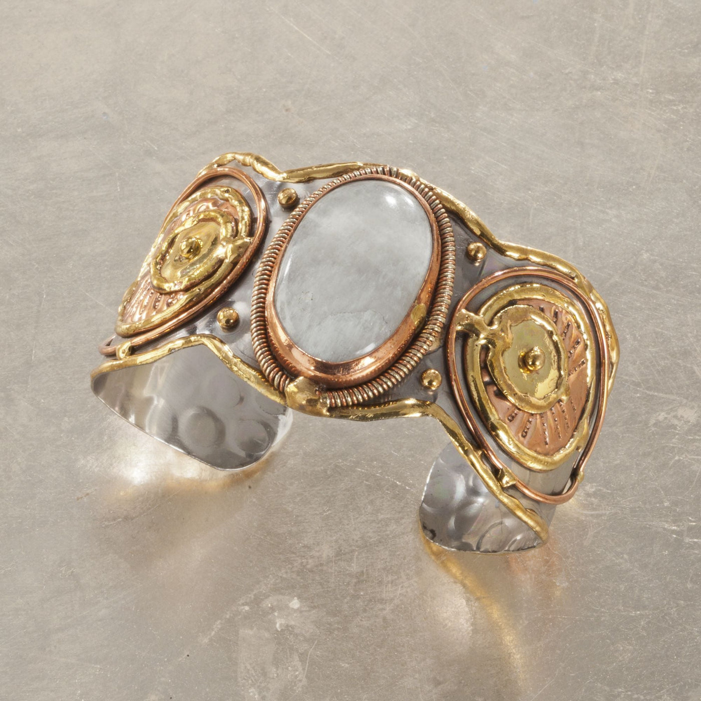 Moonstone Mixed Metal Adjustable Cuff (Preorder)