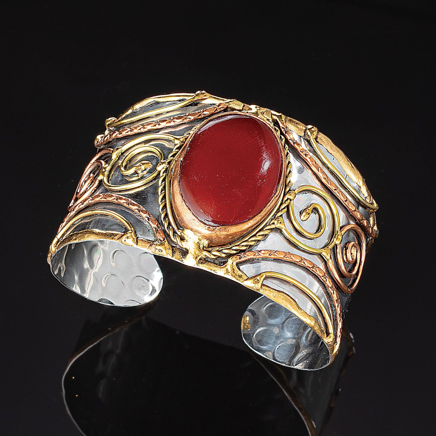 Mixed Metal & Red Onyx Cuff
