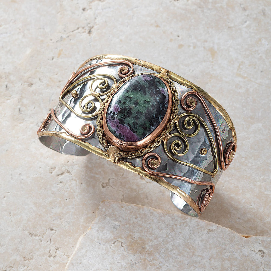 Mixed Metal Ruby Zoisite Cuff