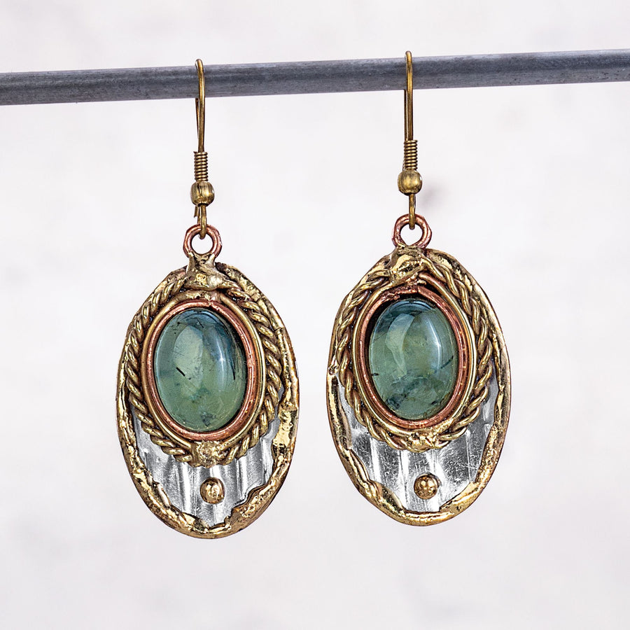 Tranquil Nature Mixed Metal & Moss Agate Earrings (Preorder)