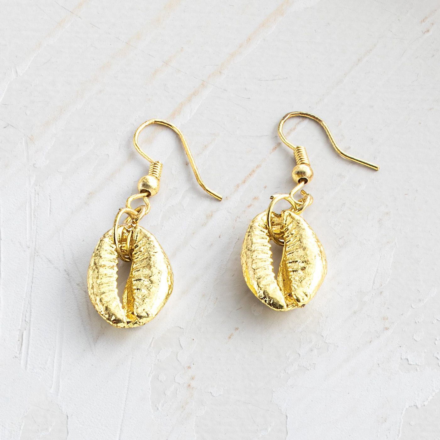 Golden Seaside Treasures Cowry Shell Earrings