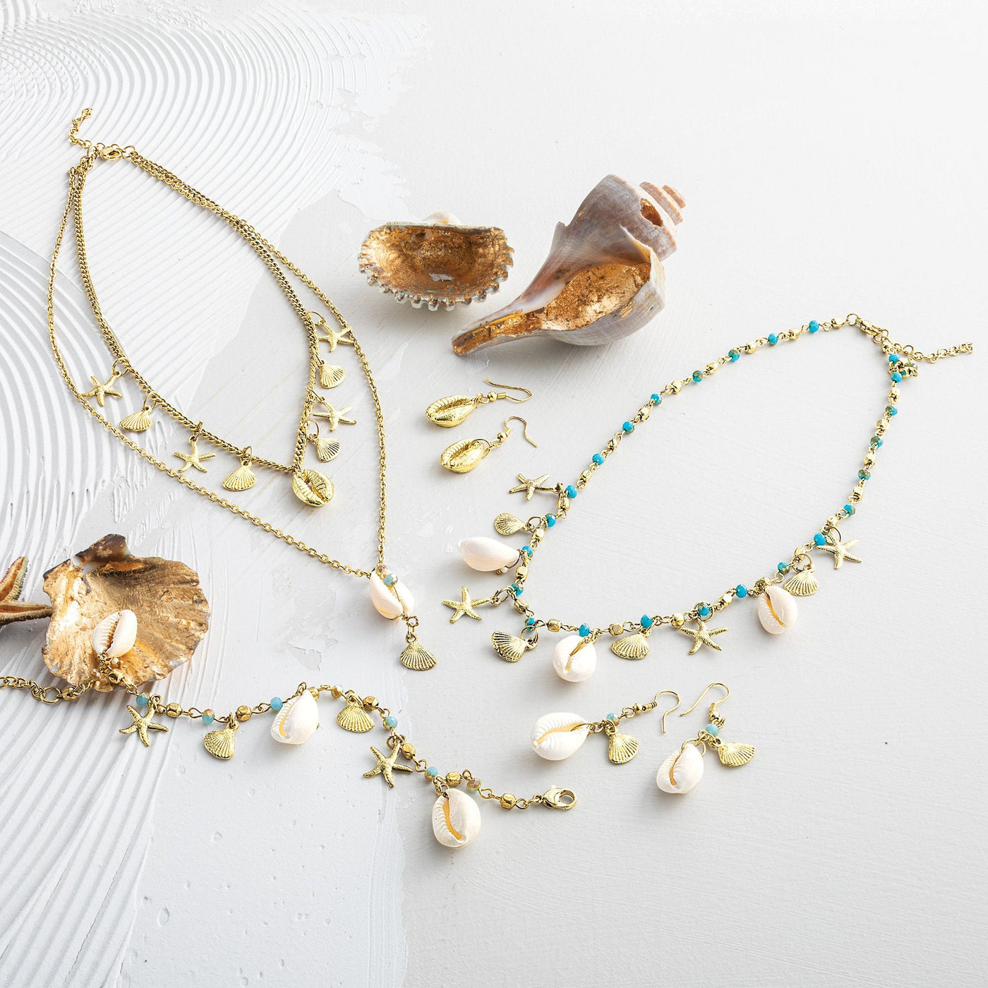 Golden Seaside Treasures Multistrand Necklace