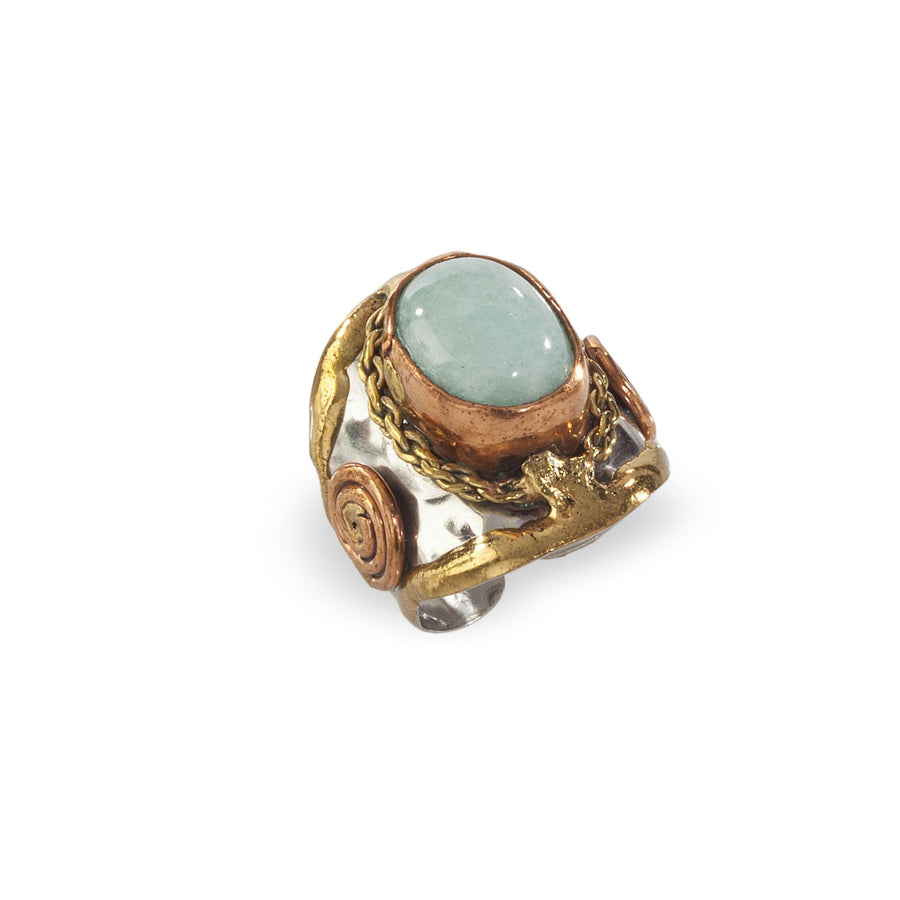 Soothing Nature Mixed Metal & Amazonite Adjustable Ring