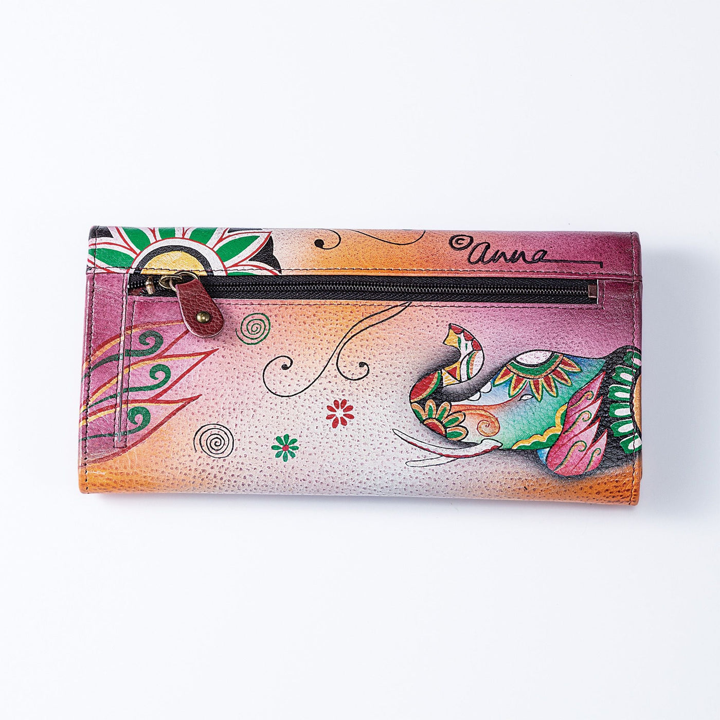 Hand-Painted Pretty Pachyderm Wallet