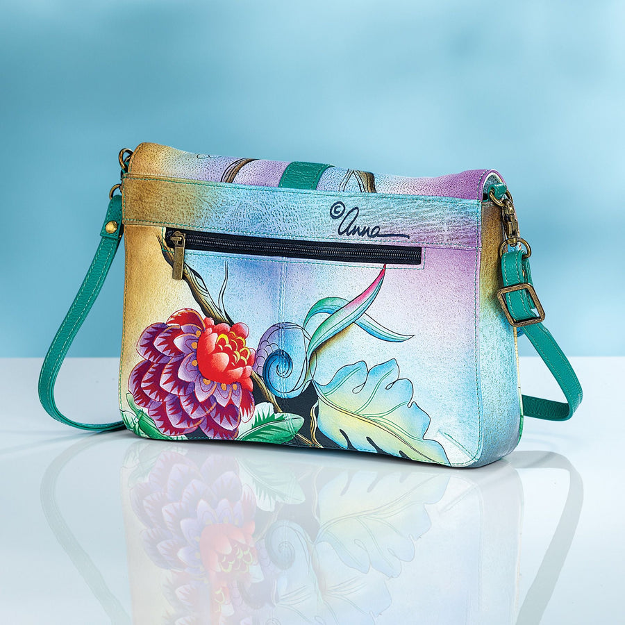 Hand-Painted Island Floral Messenger Bag