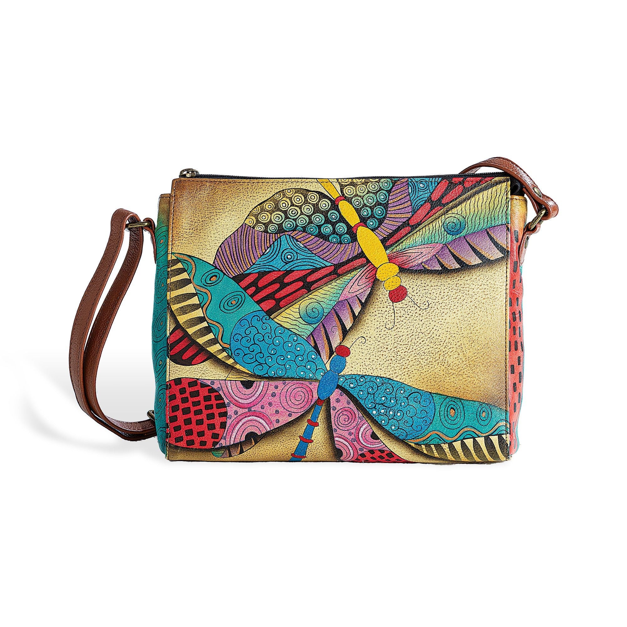 Flying Colors Hand-Painted Leather Crossbody