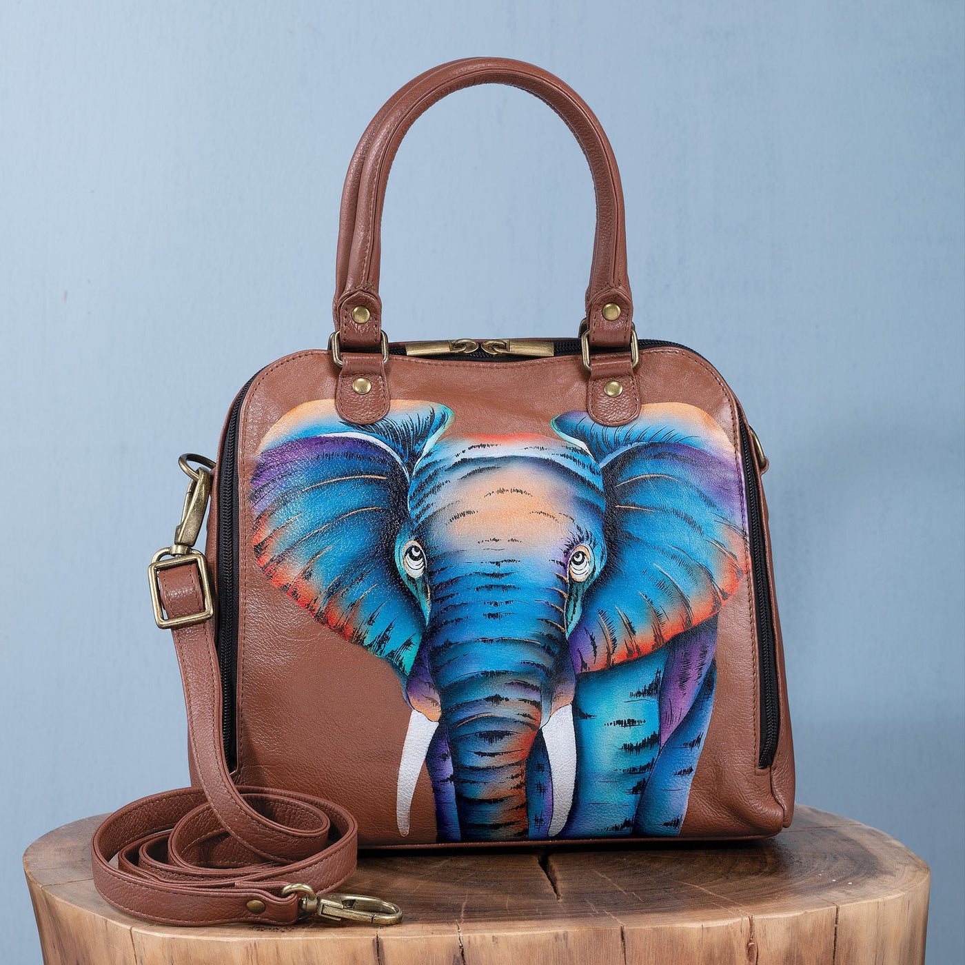 Hand-Painted Beautiful Beast Leather Satchel