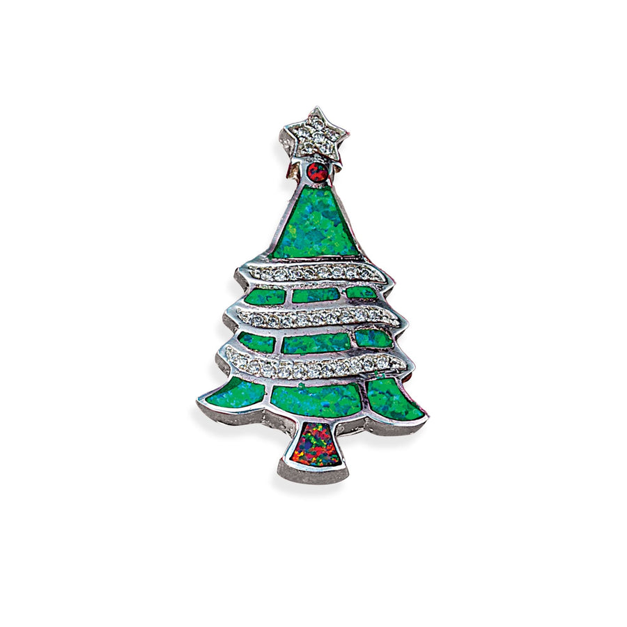 Green Opal Christmas Tree Brooch