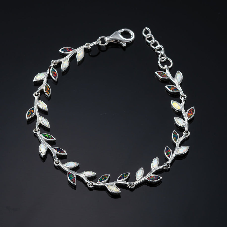 Black & White Opal Leaves Bracelet