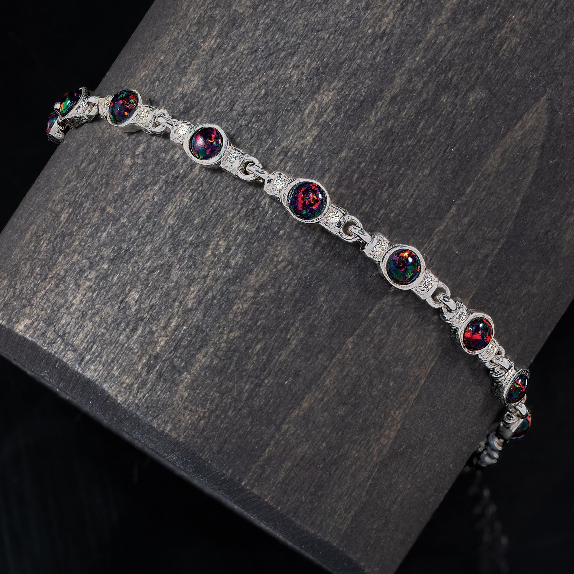 Black Opal & Diamond Bracelet
