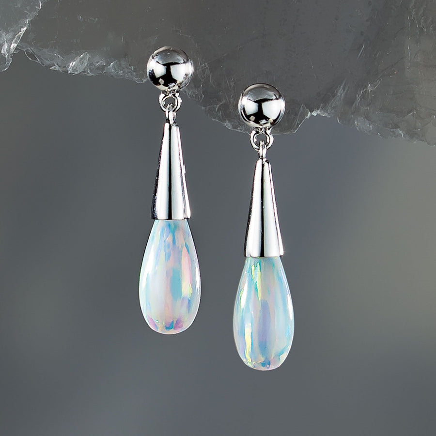 Sterling Silver & Opal Drop Earrings