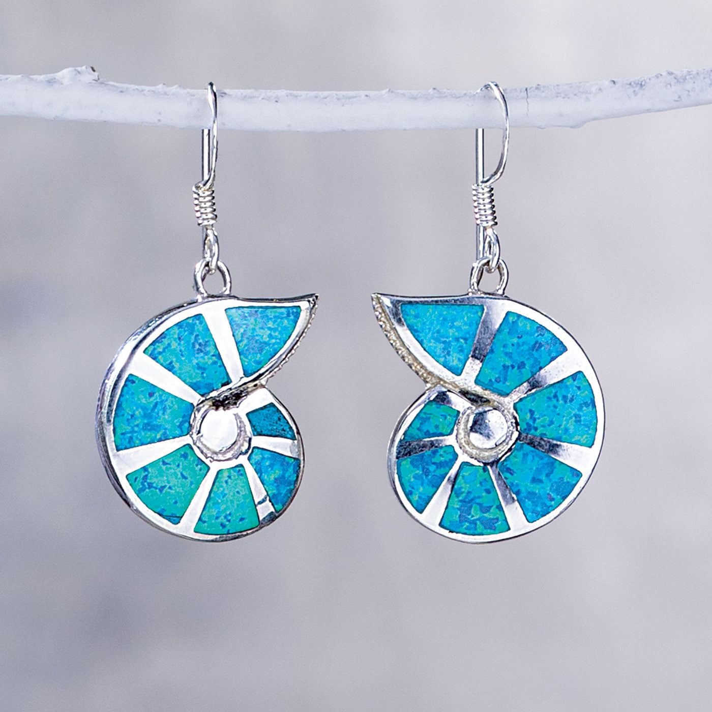 Blue Opal Nautilus Shell Earrings | Uno Alla Volta