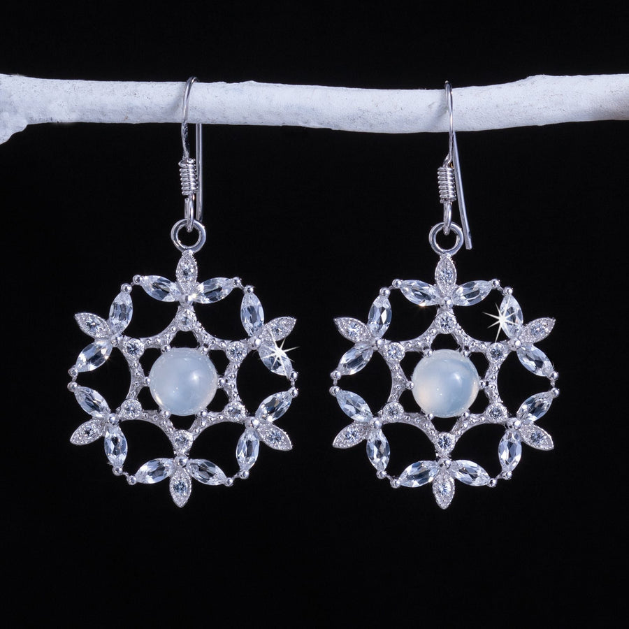 Moonstone Snowflake Earrings