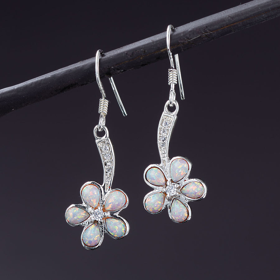 Flickering Opal Floral Earrings