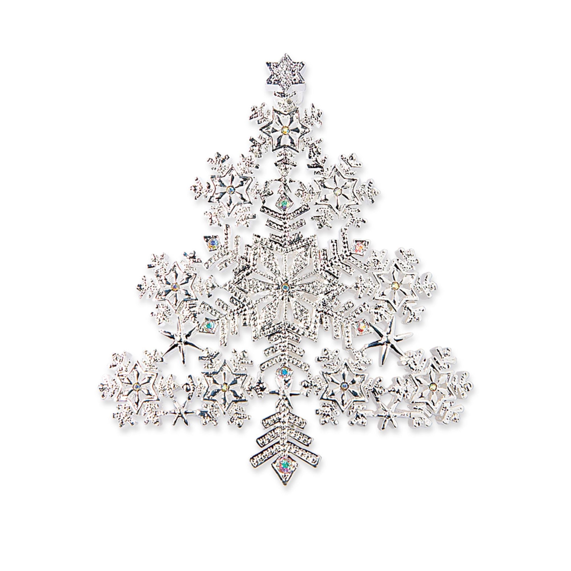 Swarovski Crystal Snowflake Christmas Tree Brooch