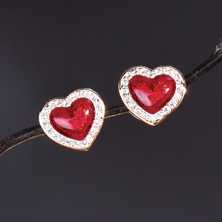 Swarovski Crystal Red Heart Earrings