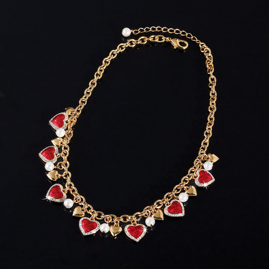Swarovski Crystal & Pearl Heart Necklace