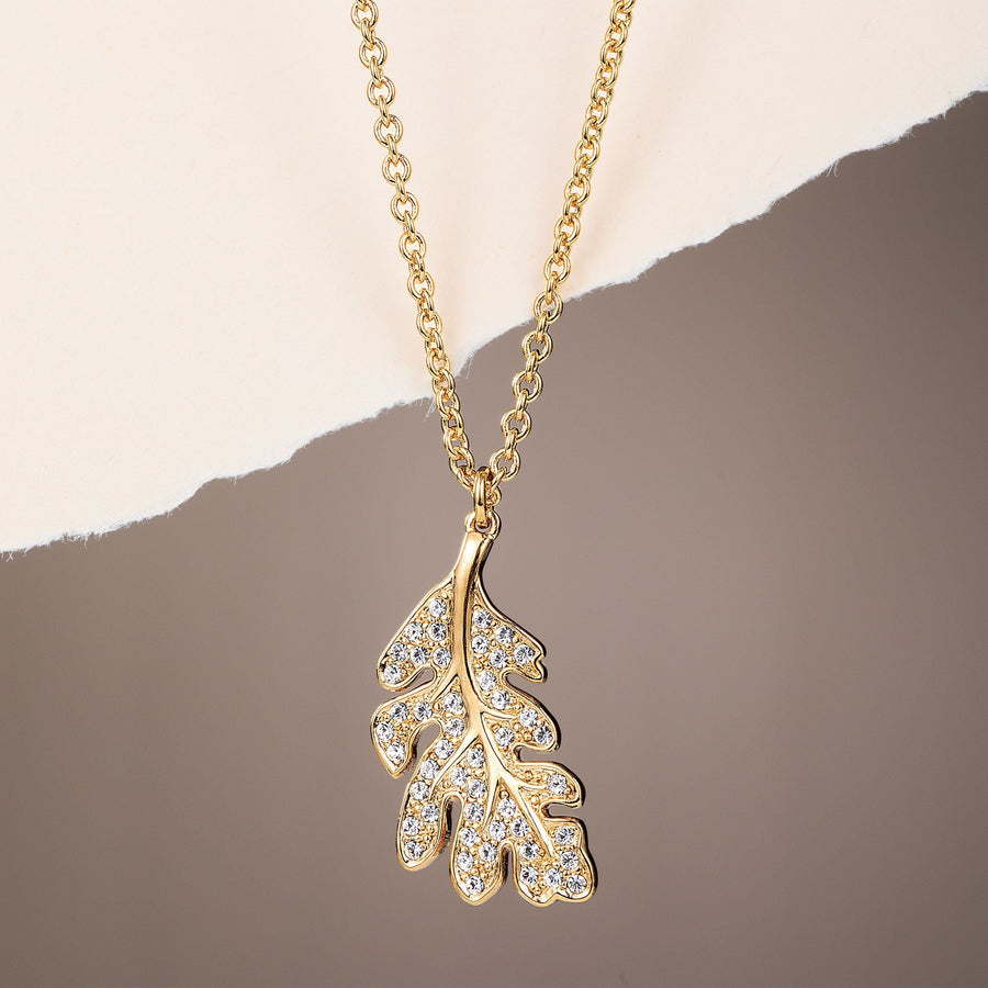 Crystal Oak Leaf Necklace