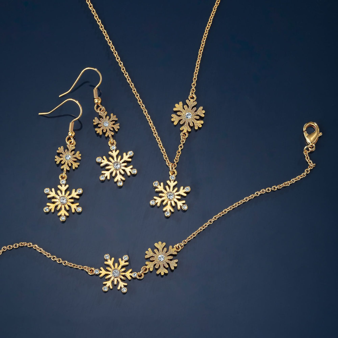 Gold Crystal Snowflake Necklace
