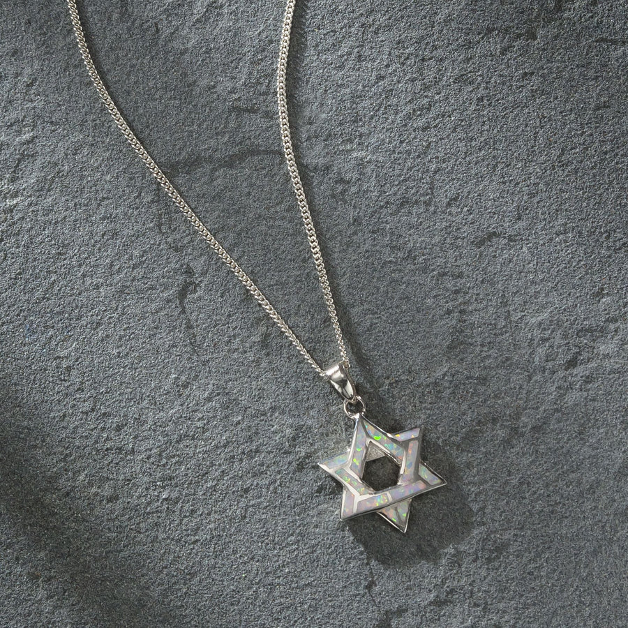 Dazzling Opal Star Of David Necklace