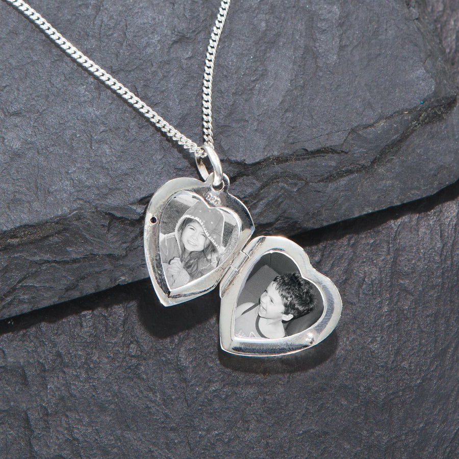 Sterling Silver Opal Heart Locket