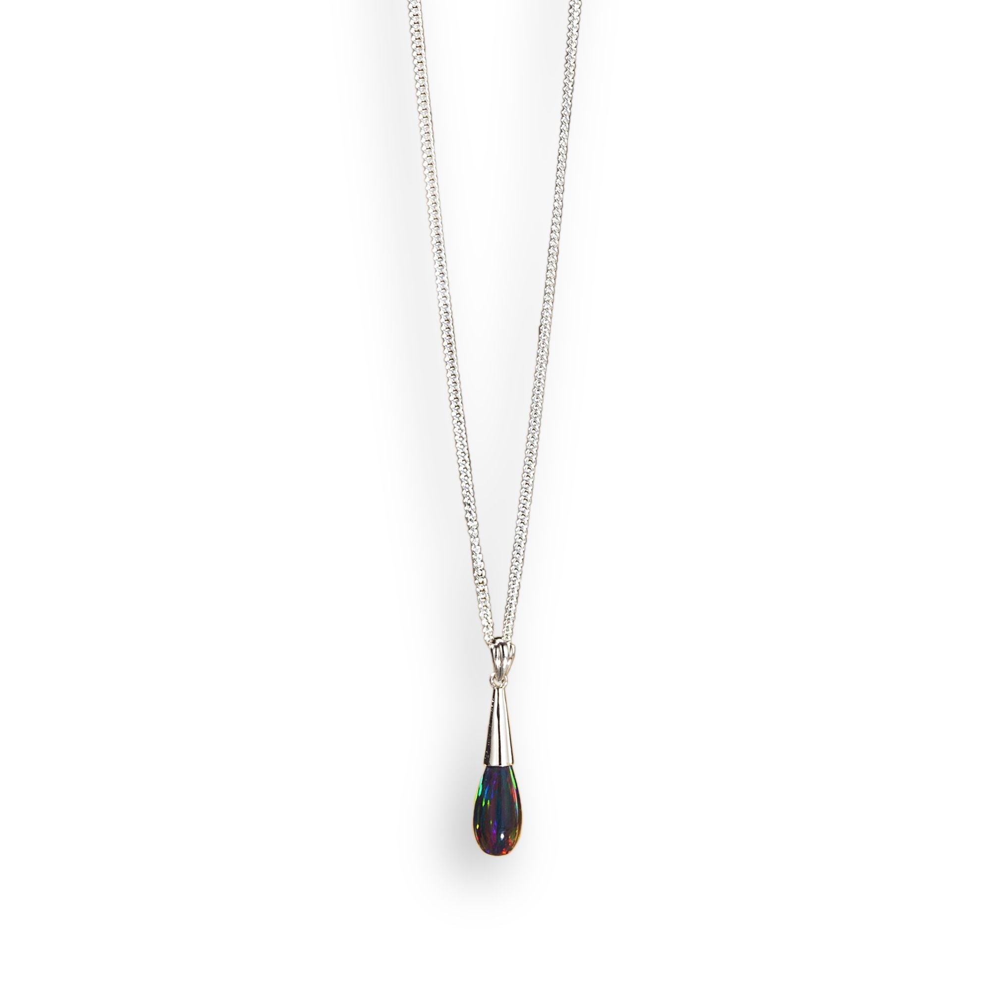Black Opal Teardrop Pendant Necklace
