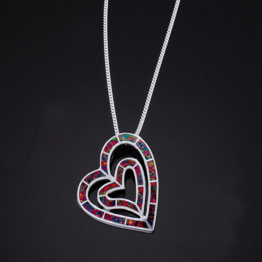 Black Opal Double Heart Necklace