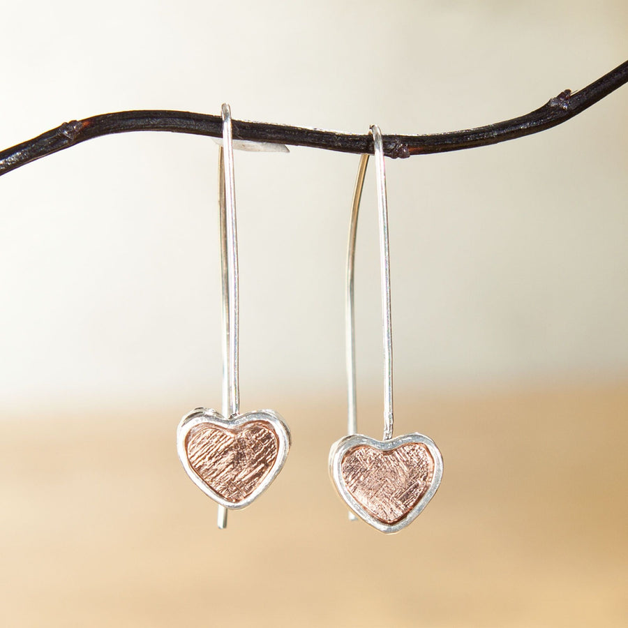 Sterling Silver & Rose Gold Heart Earrings
