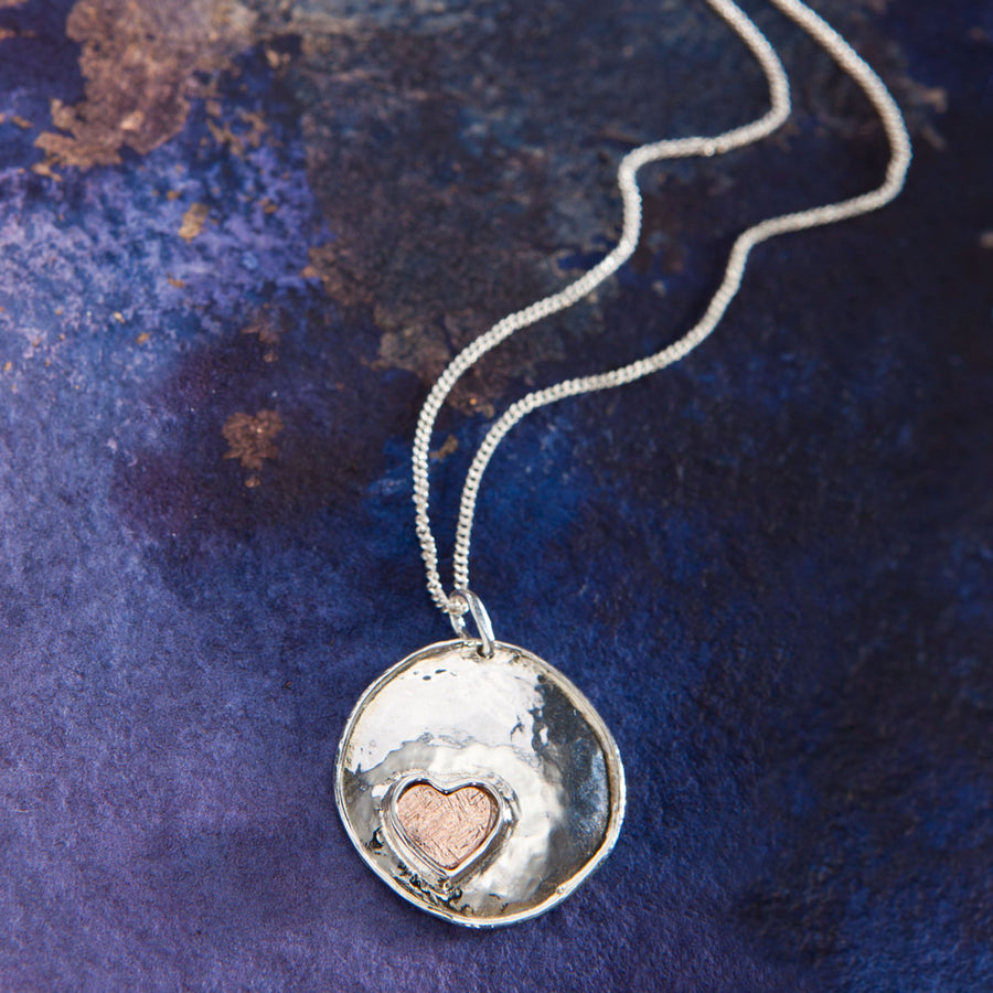 Sterling Silver & Rose Gold Heart Necklace