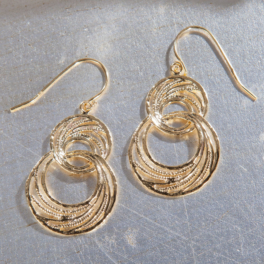 Gold Linked Circle Earrings