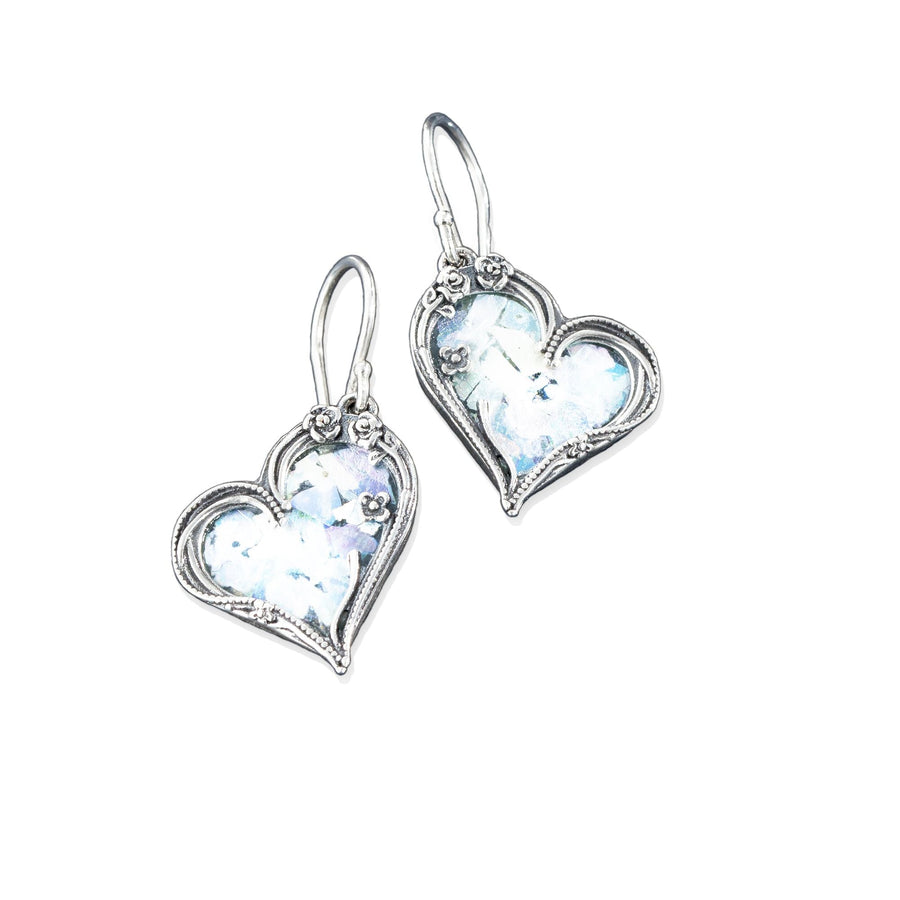 Roman Glass Heart Earrings