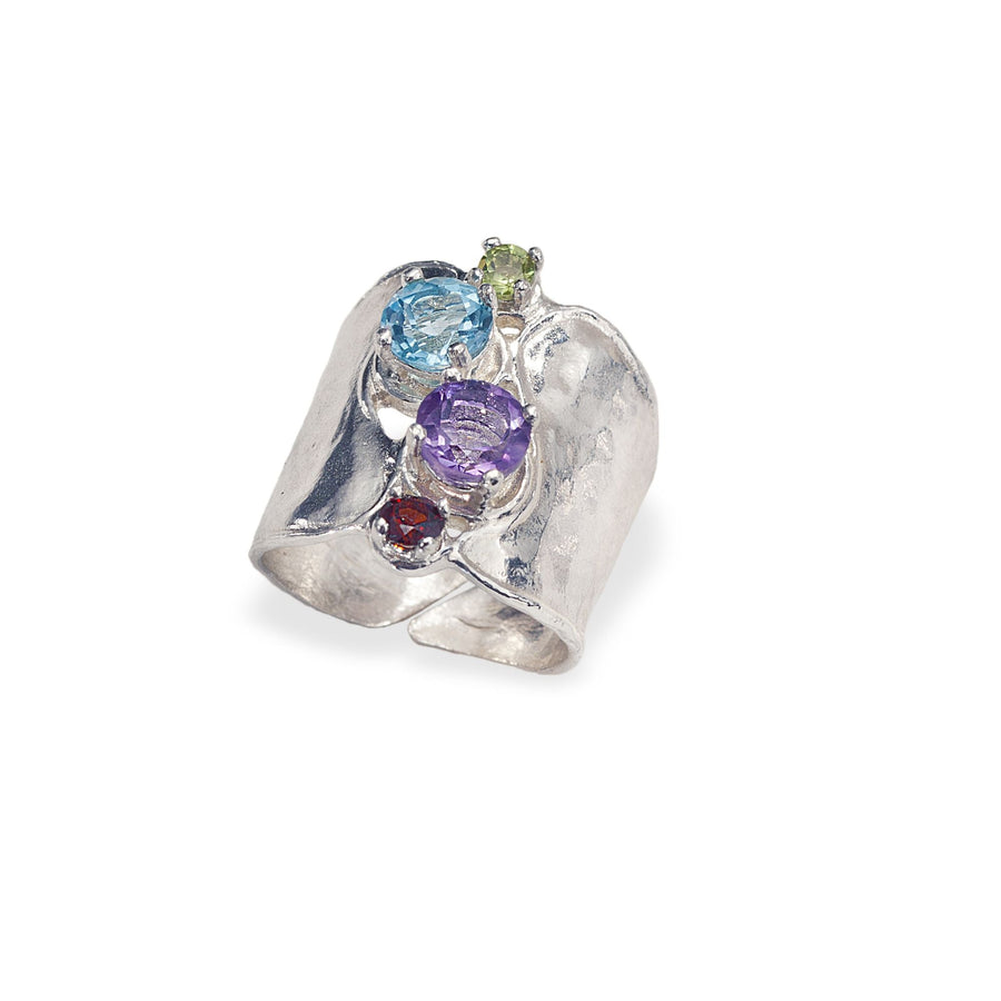 Sterling Silver ''Garden Of Gems'' Adjustable Ring